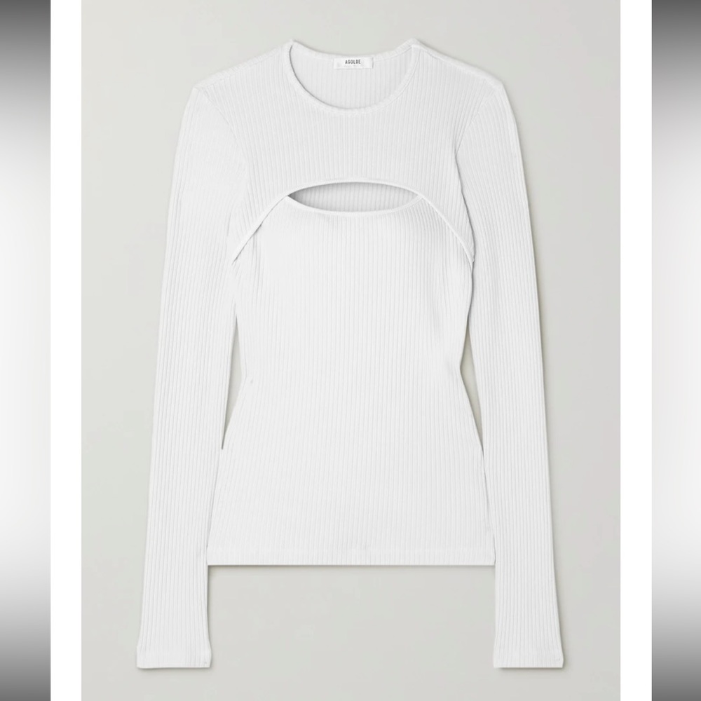 NWT AGOLDE White Lyza Cutout Rib Top Sz S